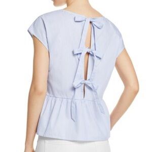 AQUA Stripe Bow Tie-Back Peplum Top